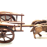 Attelage en bois chevaux jouet