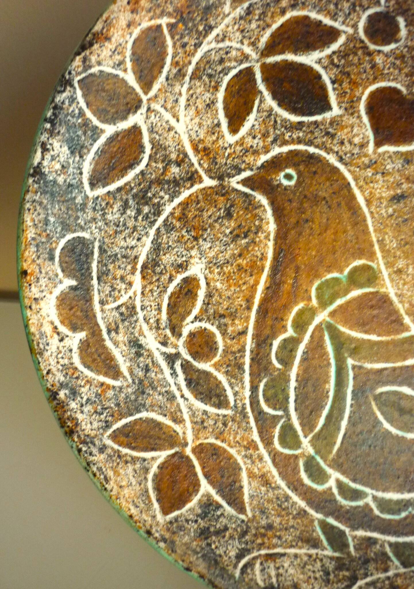 Enamelled ceramic plate, signed Bernard Buffat design from the 60s/70s