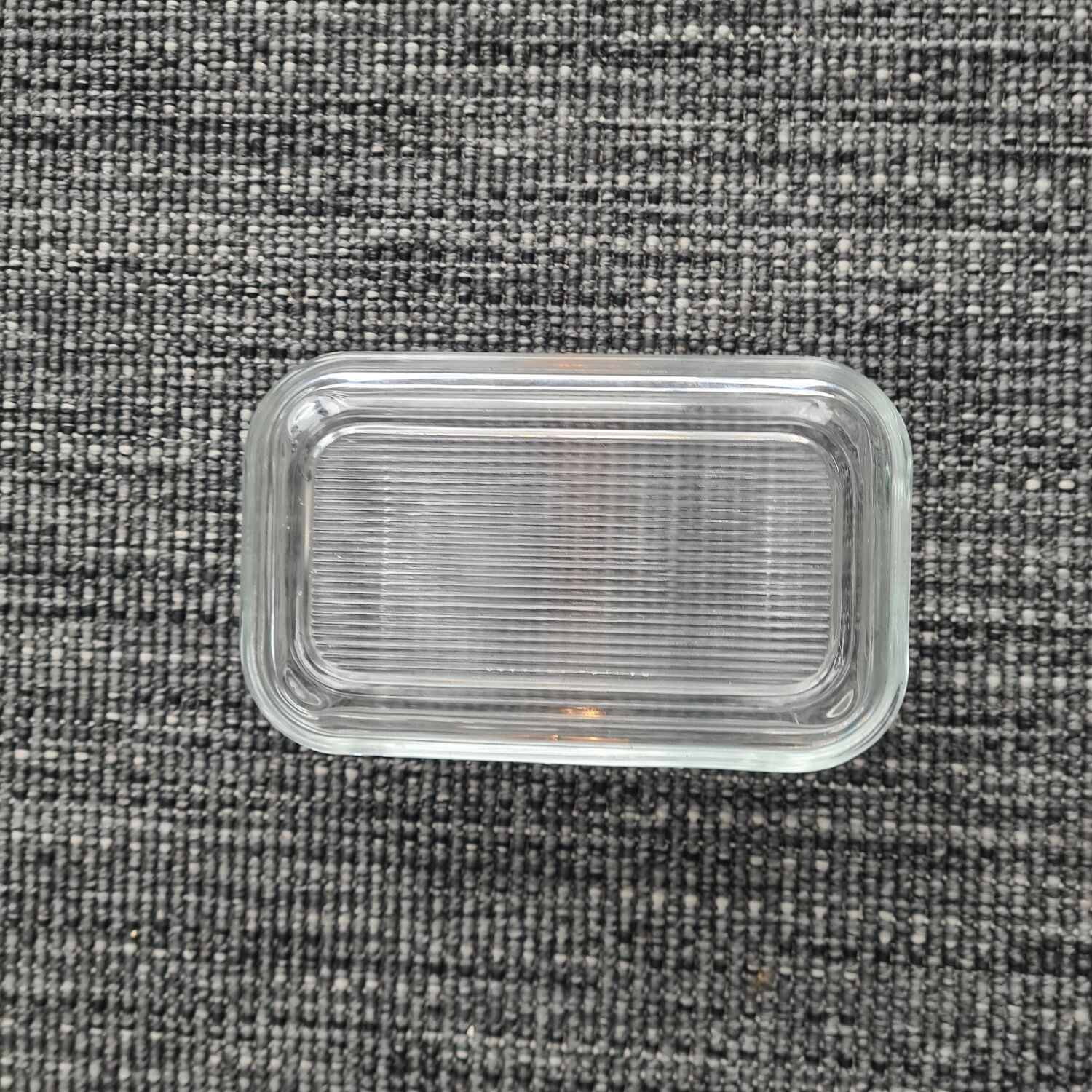 Glass butter dish: Arcoroc