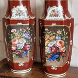 Duo of 19th century vases in Paris JP porcelain