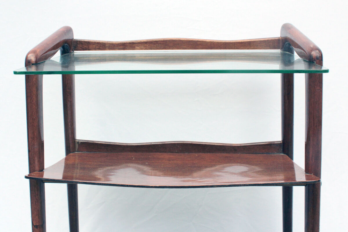 Table d'appoint en bois et verre