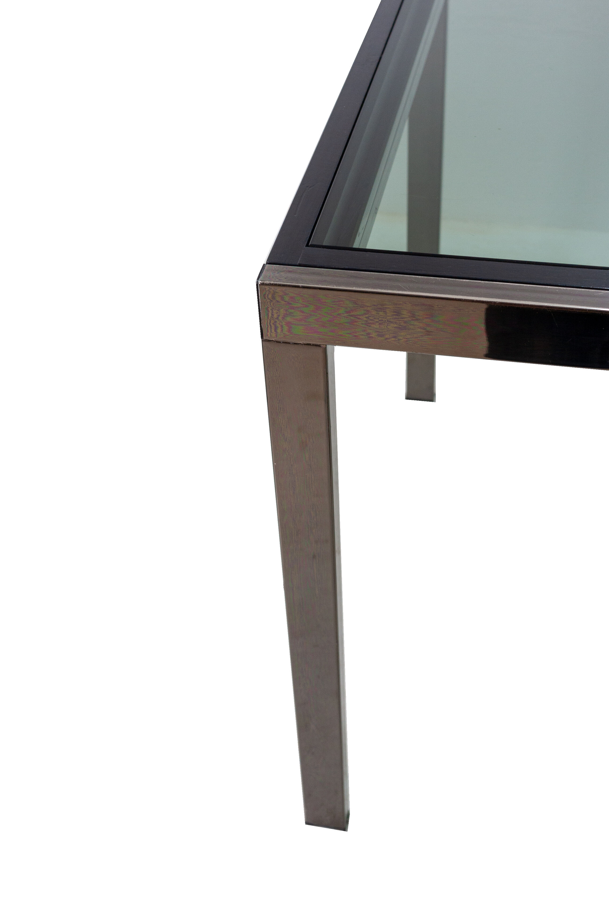 Milo Baughman extendable smoked glass dining table