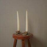 Pair of brass candlesticks clover candelabra candlesticks gold metal bohemian country decoration