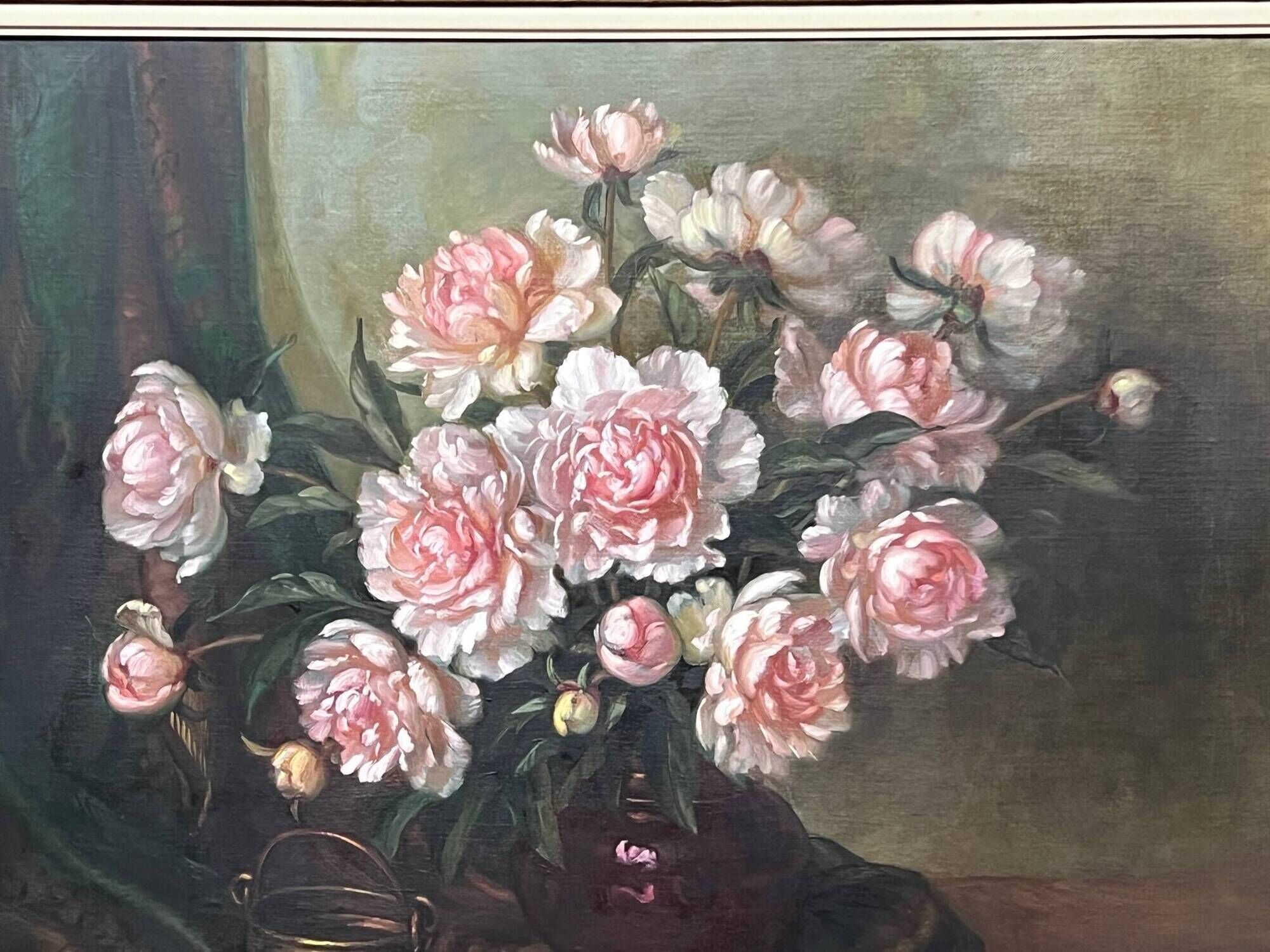 Ivan de Leur "Still Life with Roses". Oil on canvas. Belgium. Mid-20th century. 100x130 cm.