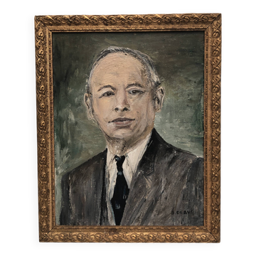 Portrait homme au costume peinture à l'huile sur toile