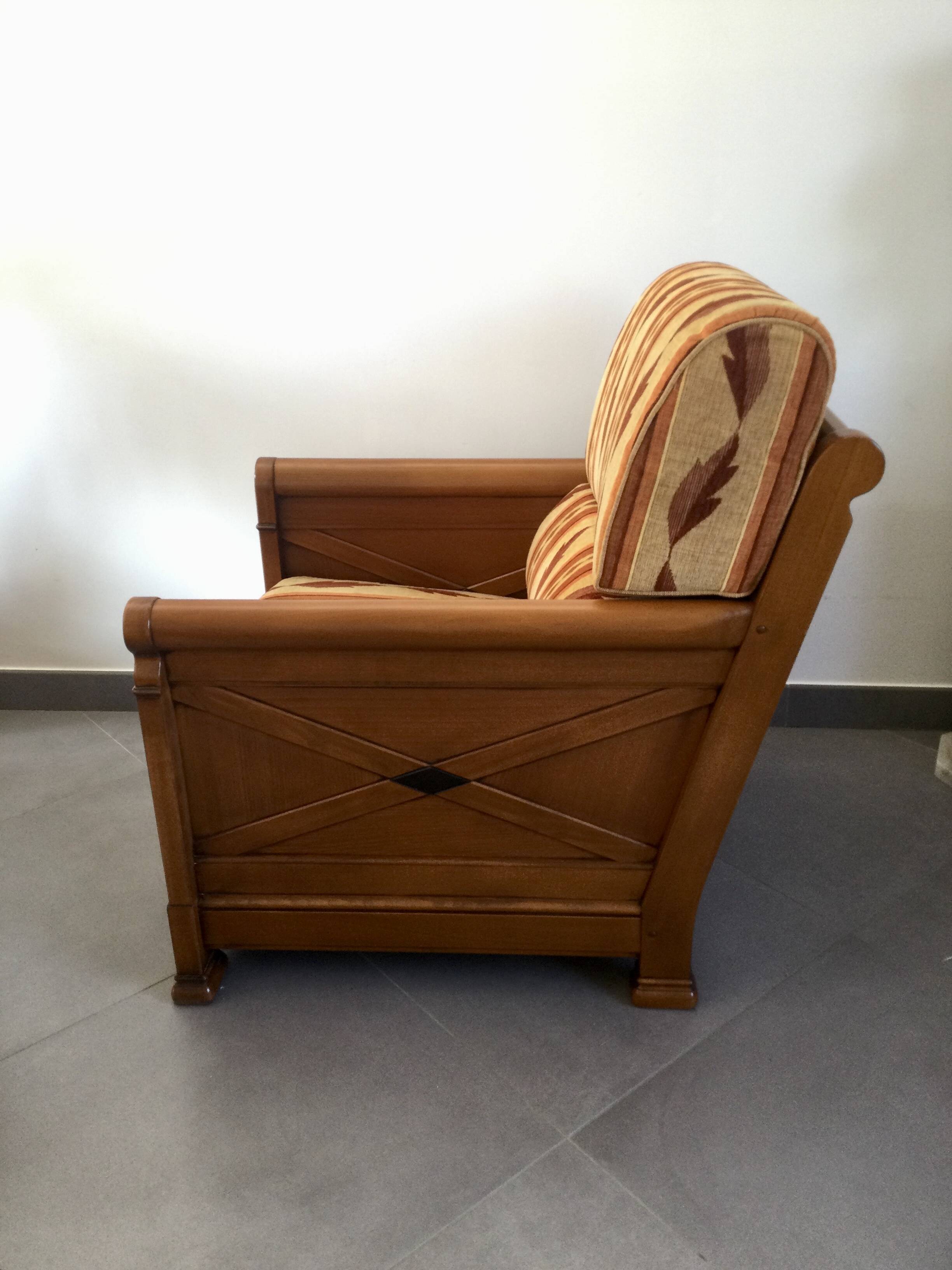 Jacques Leleu - Pair of Armchairs in Cherry Wood