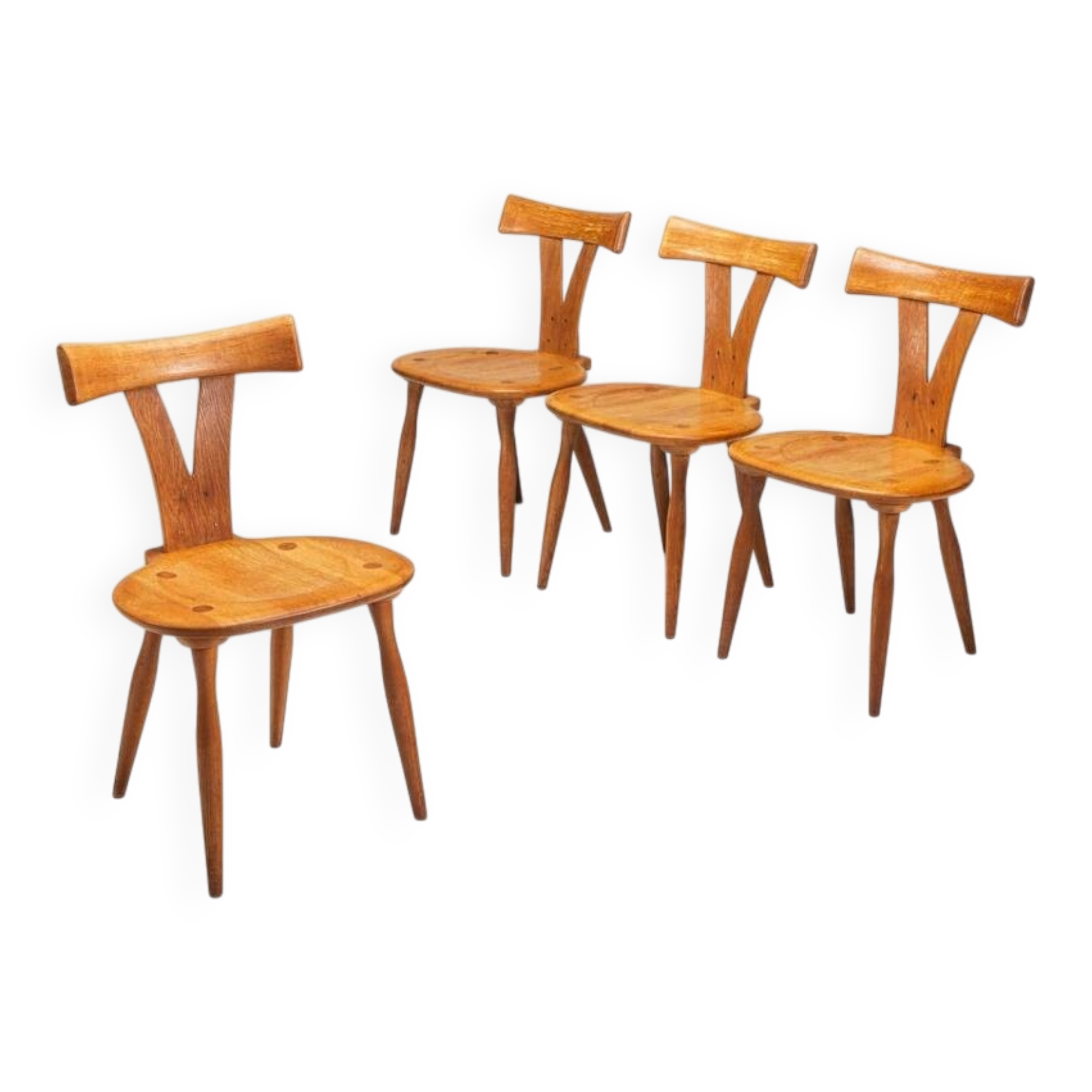 Set of four Scandinavian dining chairs in oak Denmark 1960
