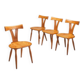Set of four Scandinavian dining chairs in oak Denmark 1960