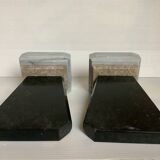 Pair of asymmetrical art deco marble bookends
