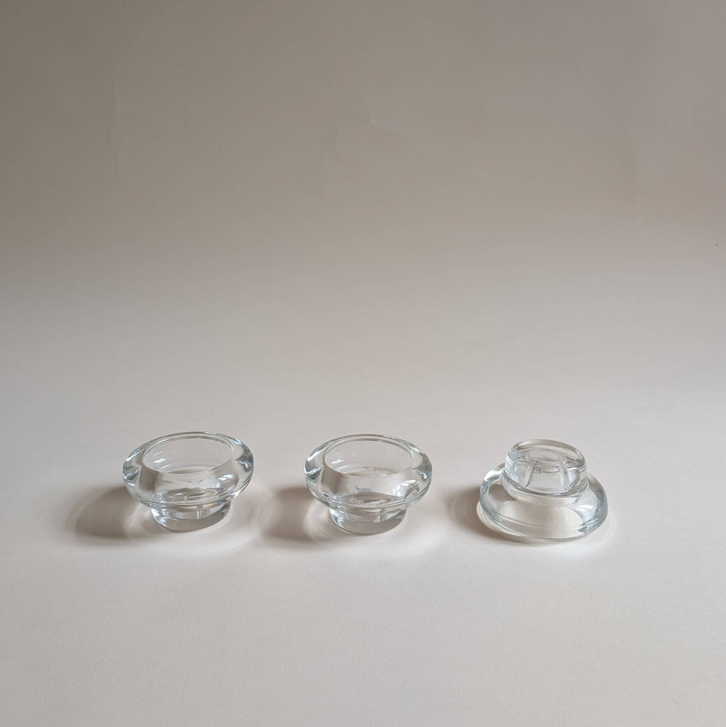 Set of 3 glass candle holders