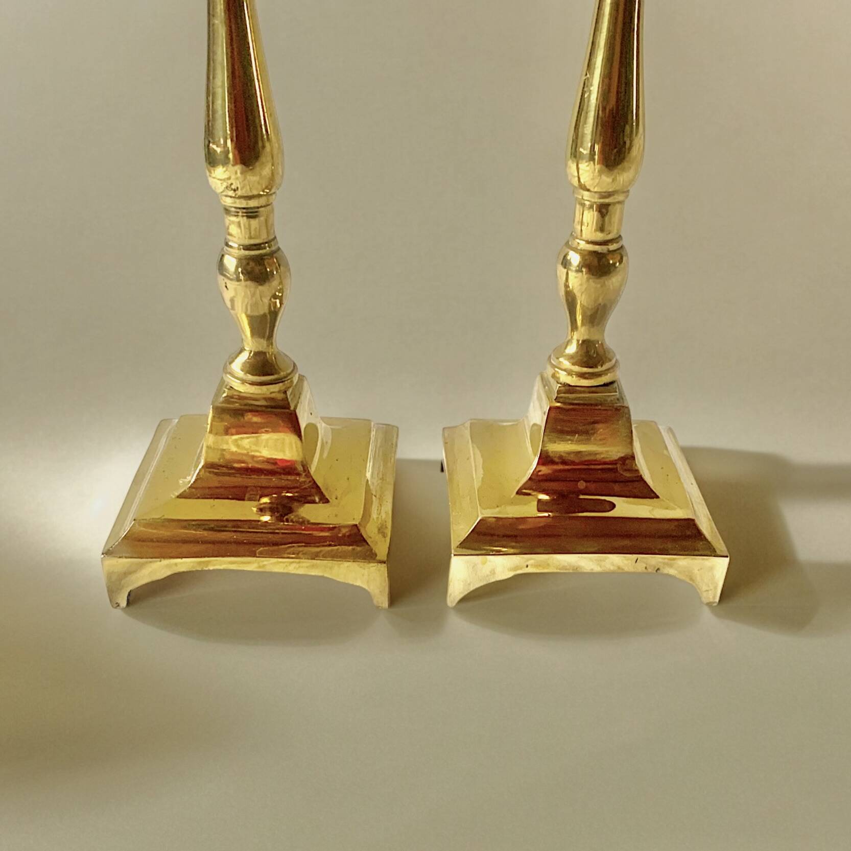 Pair of antique brass candlesticks