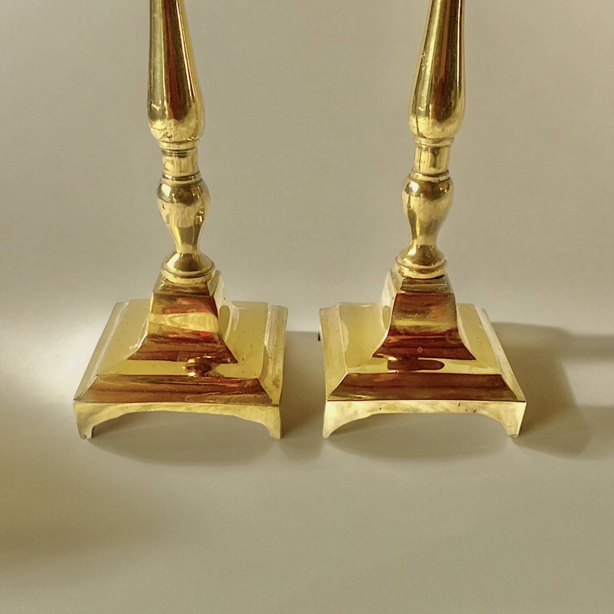 Pair of antique brass candlesticks