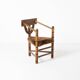 Hand carved brutalist  / folk 'Monk' chair, reupholstered in sheepskin, Swe