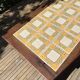 Large vintage 1960s oak and ceramic coffee table.