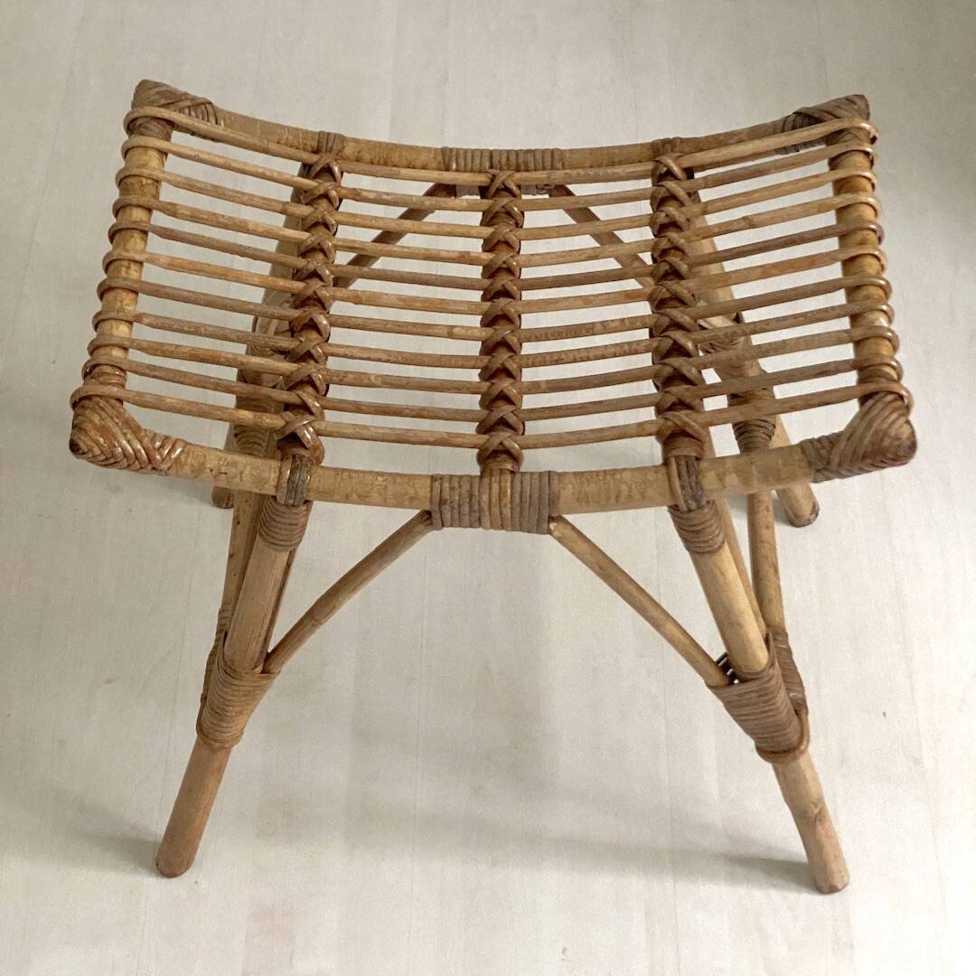Vintage 60's rattan stool