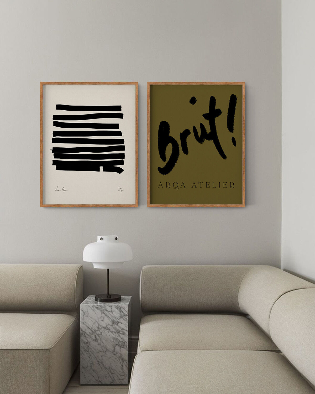 Pair of giclee prints, abstract wall art set of two, 50x70cm