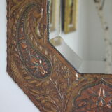 Bevelled handmade mirror in old repulsed copper - 54x45cm