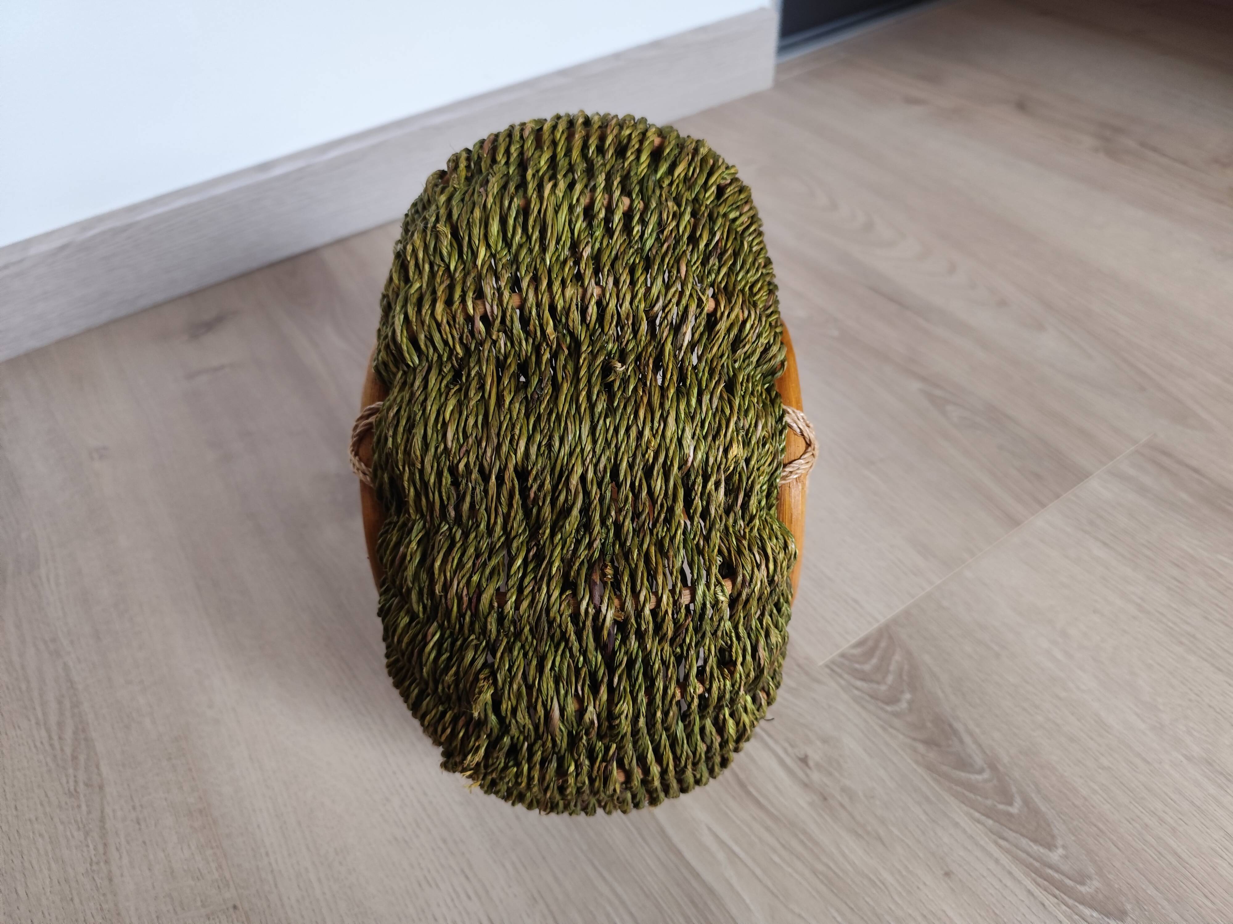 Vintage rattan & bamboo basket, 29 cm