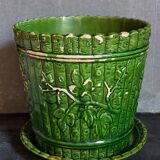 Flower pot and saucer in slip by G. De Bruyn 19th century