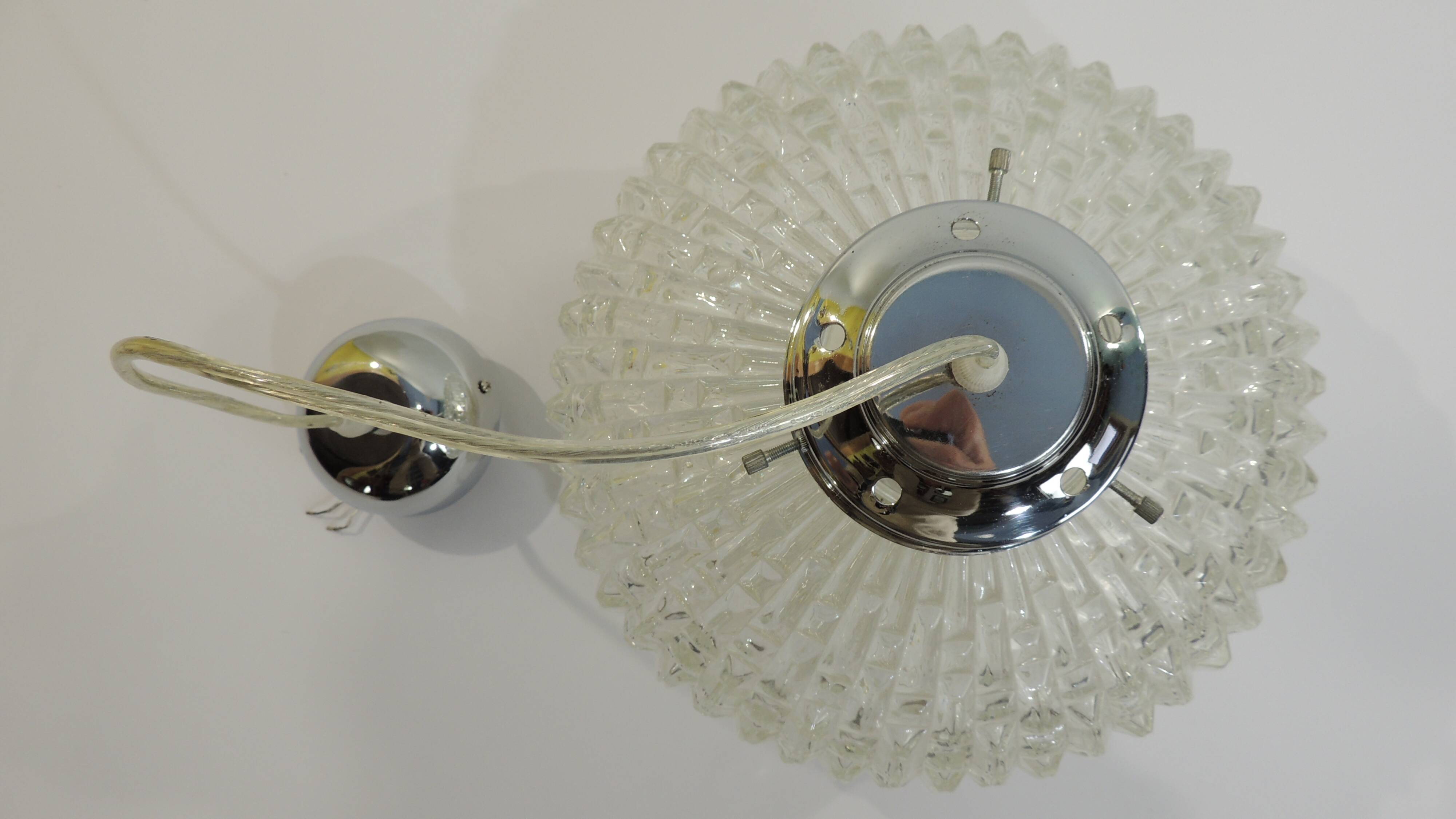 1970s vintage cut glass suspension – retro design ball lamp – L