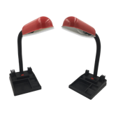 Duo de lampes de bureau flexible rouge et noir avec porte crayon