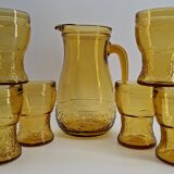 Service à orangeade  en verre ambré