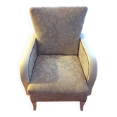 Set de 2 fauteuils Art Déco blancs en tissu - Hongrie, années 1930, dossier et accoudoirs sculptés