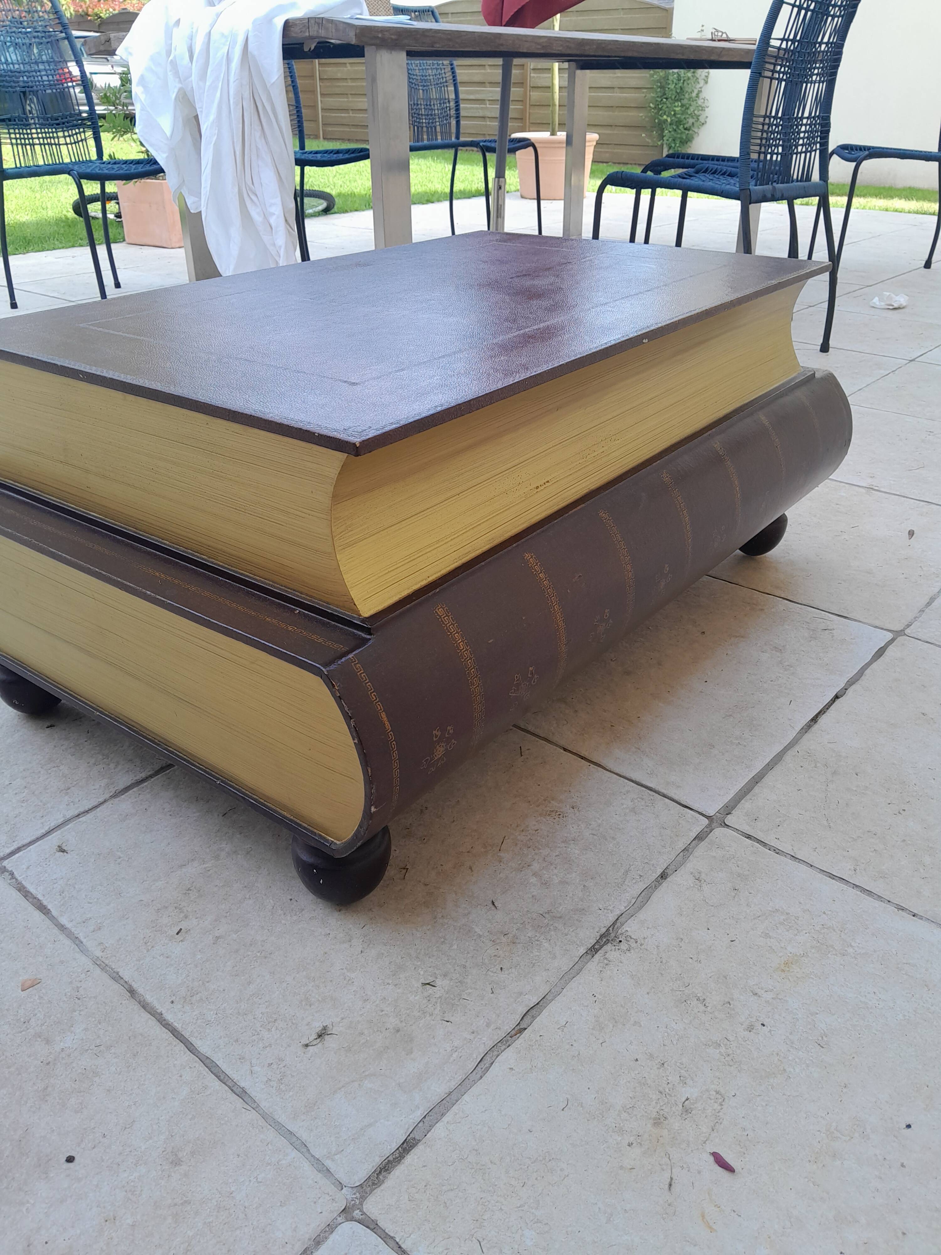 Vintage coffee table in the shape of an old book from the 80s