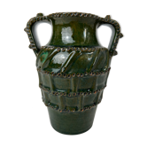 Terracotta jar with dark green handles