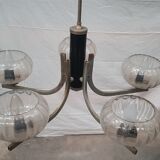 Art deco chandelier in metal and glass