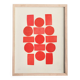 Abstract painting 30x40 geometric illustration in red signed Eawy.