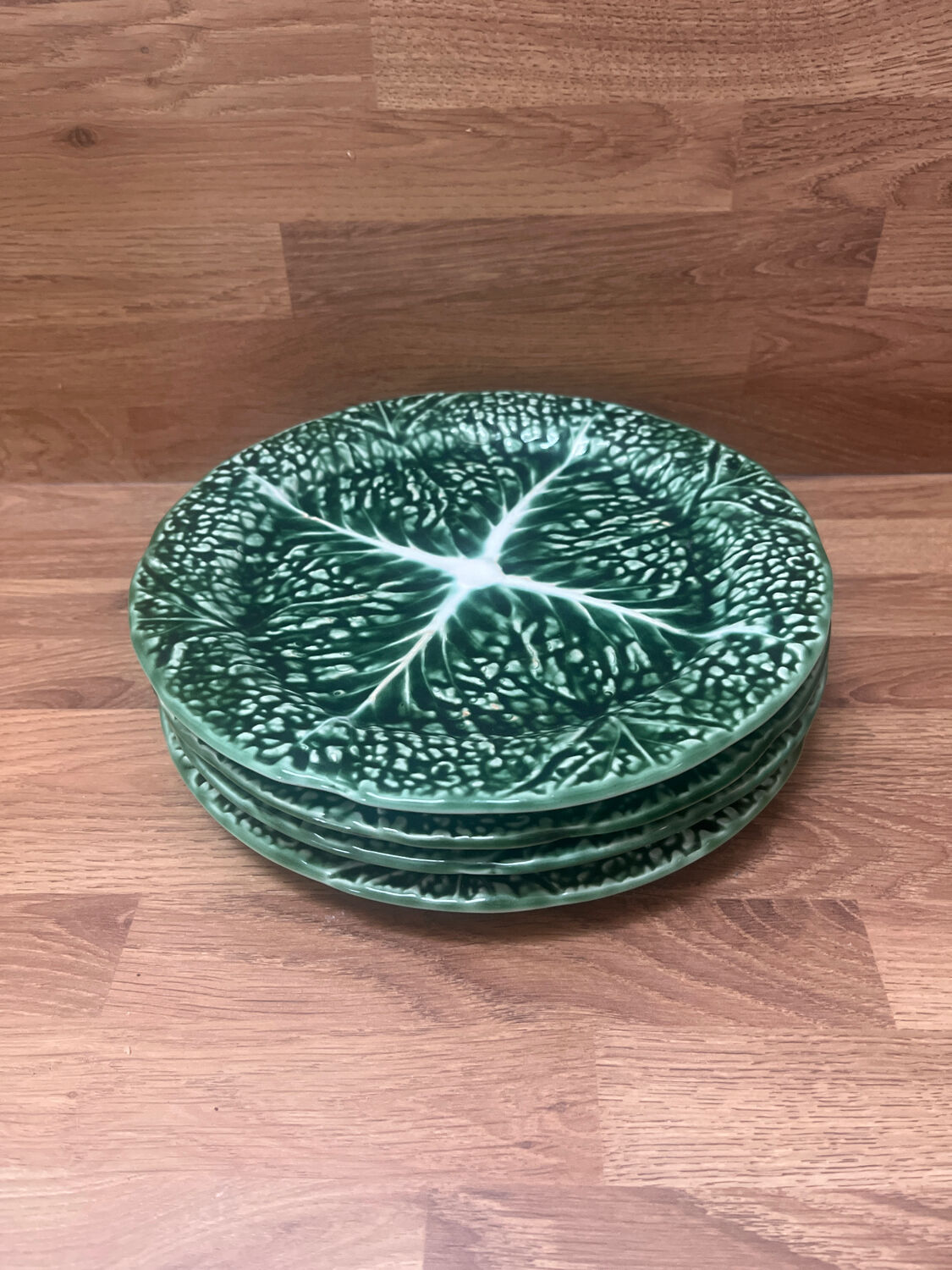 Vintage cabbage barbotine plates