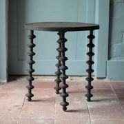 Wooden table with spool legs, coffee table, wooden side table, wooden end table, vintage round table, wooden table.