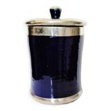 Klein blue terracotta pot set with silver metal
