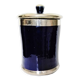 Klein blue terracotta pot set with silver metal