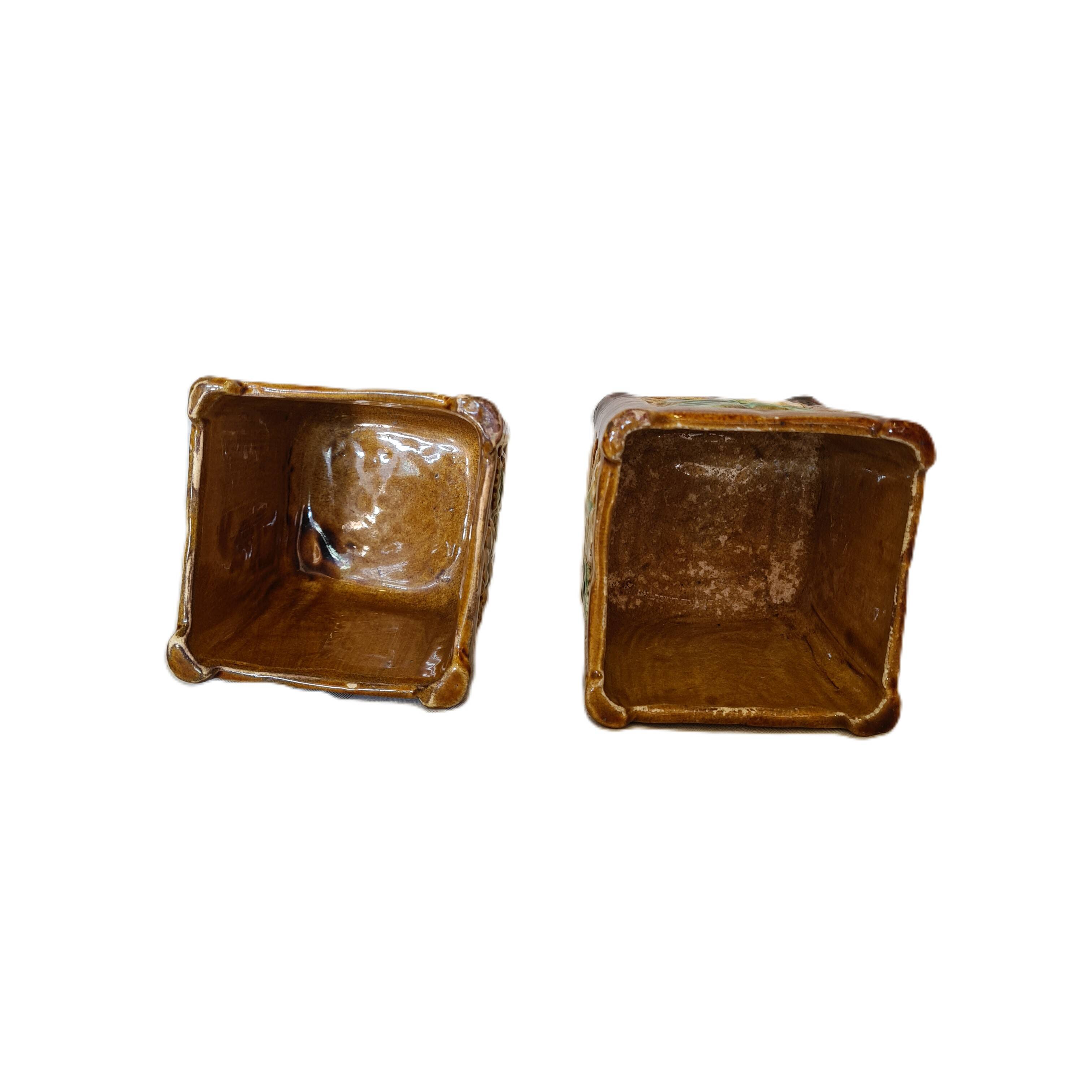 French Art Nouveau Square Flower Pots, Late 19th Century