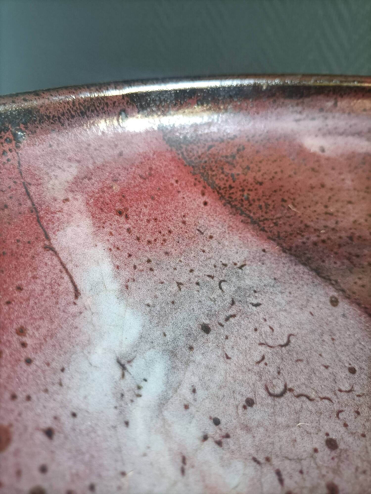 Signed ceramic fruit bowl on foot