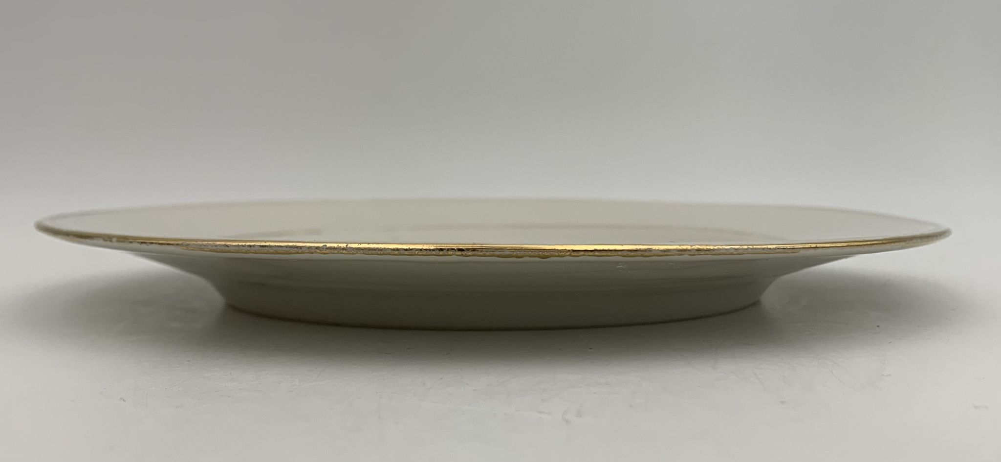 9 antique dessert plates white and gold porcelain from limoges william guerin - circa 1900