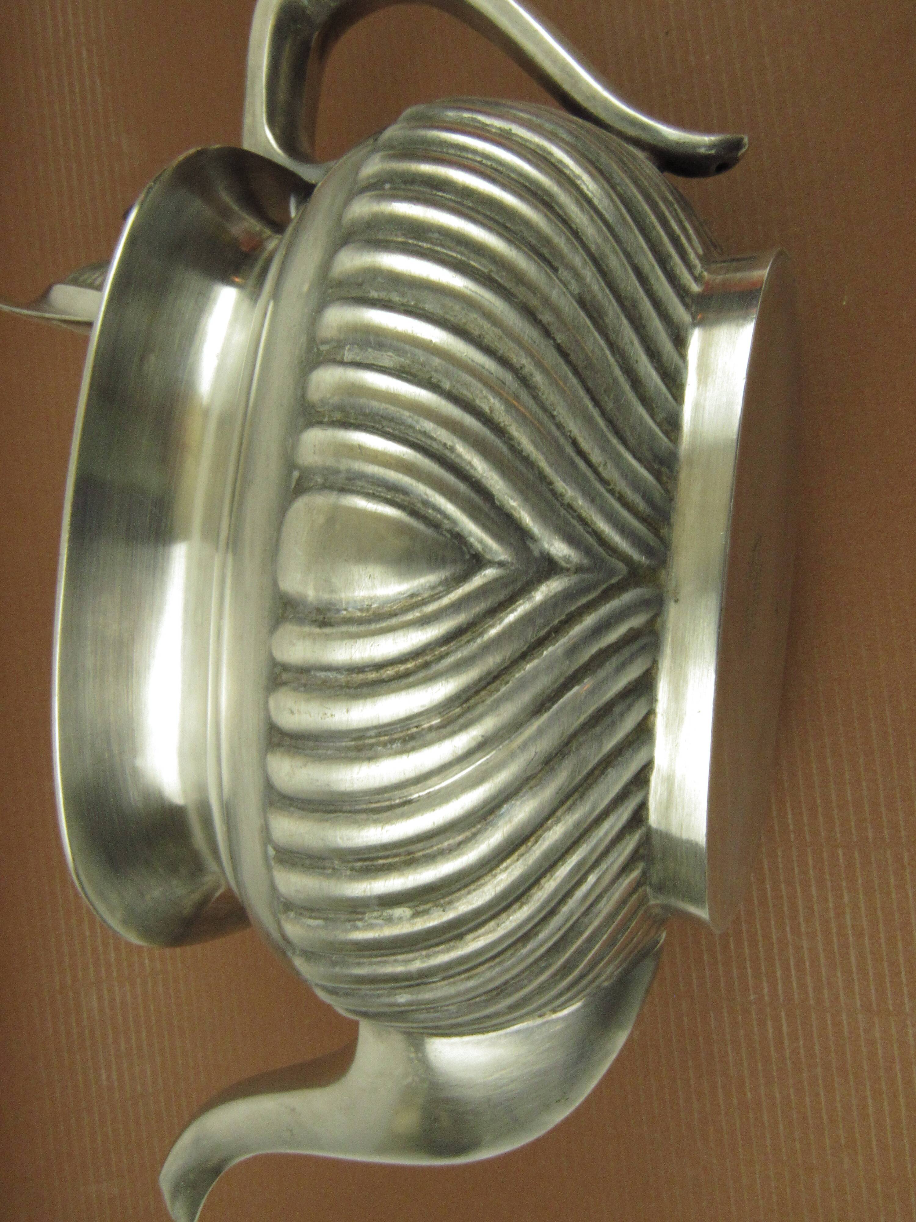 Théière vintage française en métal argenté, pièce de service Art nouveau - France