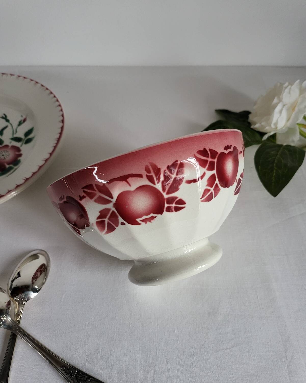 Antique faceted earthenware bowl, Digoin Badonviller