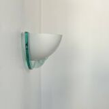 Pair of vintage post-modernist wall lights, white metal, perspex, France 1980