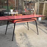 Red formica table with extensions