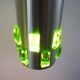 Suspension cascade of aluminum tubes with green glass
