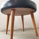Pair of Scandinavian stools in black leather