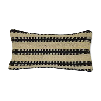 Handmade striped Turkish lumbar pillow cover, rustic Anatolian home decor 10'' x 20'' (25 x50 cm)
