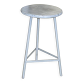 Tabouret industriel rond en métal gris - style mid-century années 1960