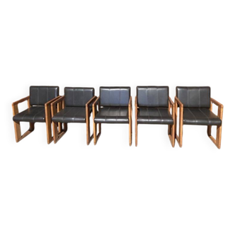 Lot de 5 chaises vintage Dialogo par Afra et Tobia Scarpa pour B&B Italia
