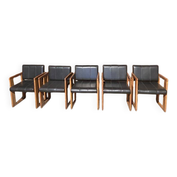 Lot de 5 chaises vintage Dialogo par Afra et Tobia Scarpa pour B&B Italia
