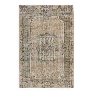 7x10 Turkish Cream & Green Persian Rug, 209x319Cm