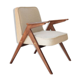 Vintage Lounge Chair Grey White Bouclè, Scandinavian Design